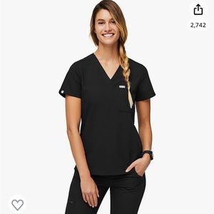 Figs Black Scrub Top